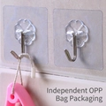 Transparent petal-shaped adhesive wall hook with durable metal J-hook on tiles - Transparent Iron Hook / Clear