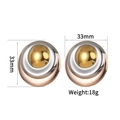 Driekleurige ronde oorknopjes in goud, zilver en roségoud, 33 mm diameter - JZE893 Driekleurige Ronde Oorknopjes