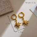 Elegant gold-plated S925 silver star earrings featuring a minimalist eight-point star design - Eight-pointed Star Style (A062-1)
