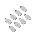 Set of eight silver Hamsa Hand pendants with eye motif for DIY jewelry making - 17*11mm Hamsa Hand Eye Pendant / Steel