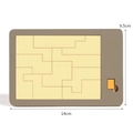 Challenging geometric wooden puzzle with beige irregular pieces in a 14x9.5cm grey tray - Model A