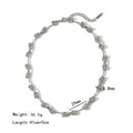 Collana a maglie a S in acciaio inossidabile argento lucido con perline metalliche piane - Argento (YYN023389-P)