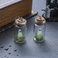 Ghost earrings in tiny glass jars with cork stoppers for Halloween themed jewelry - Moss Style Earrings