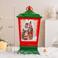 Christmas windmill lantern with Santa and house scene in red and green, 40cm height - European Lantern Red & Green (Height 40cm)