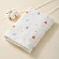 Folded cotton gauze baby towel with orange Christmas tree print and soft cotton decor - 100*100cm / Christmas Tree