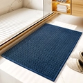 Thick navy blue chenille bath mat with absorbent textured surface for bathroom use - 40*60cm / Blue