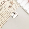 Gothic vintage silver pumpkin pendant with leaf detail for Halloween jewelry making - Antique Silver Pumpkin (17x19mm)