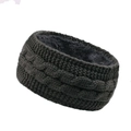 Winterliches dunkelgraues Zopfstrick-Stirnband mit warmem Fleece-Futter für Damen - Dunkelgrau