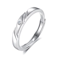 Adjustable S925 sterling silver ring featuring a sparkling round zircon and twisted band - Male Style