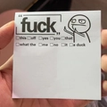 Funny sticky notes with checkboxes and stickman gesture on white square paper - Fuck Off Middle Finger Character Style (FU小人)