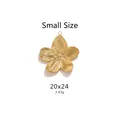 Small gold stainless steel flower pendant with sunburst texture, size 20x24mm - Small / Gold