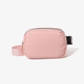 Riñonera deportiva rosa minimalista con correa ajustable y cremallera dorada elegante - Rosa