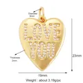 Ciondolo a cuore dorato con micro-intarsio LOVE YOU in zircone, 19x23mm e peso 3,19g - Cuore d'oro LOVE YOU