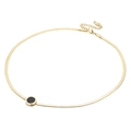 Collana a catena piatta in oro acciaio inossidabile con ciondolo nero a numeri romani - Oro