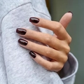 Classic deep wine red solid color press-on nails with square round shape finish - Wine Red