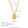 Detailed size chart for 18K gold plated stainless steel sun and moon pendant necklace - Star Oil Drip Pendant Necklace / Gold