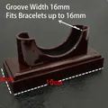 Dark brown wood grain bracelet display stand with 16mm U-shaped slot and black lining - No. 18 Faux Rosewood Black Cloth Bracelet Stand