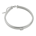Détail d'un collier ras du cou en acier argenté avec pendentif nœud et maille serpent - Choker spirale à nœud (CK512) / 12mm/32+7cm / Argent