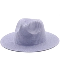 Macro shot of fine woven texture and structured brim on lavender summer fedora straw hat - One Size 58cm / Sky Blue