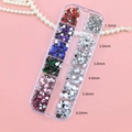 12-grid nail art rhinestones set featuring multi-color and silver gems in 1.5mm to 6.0mm sizes - 6 Colors Rhinestones + Silver Rhinestones