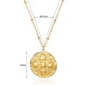 Collar de acero inoxidable dorado con colgante de moneda texturizada y cadena - Moneda Redonda (Relieve Geométrico) (N07029) / Cadena 40+5cm Diámetro 24mm / Dorado