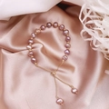 Baroque natural pearl bracelet in light purple with 14K gold plated adjustable slider clasp - Purple