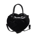 Sac à main chic noir en forme de cœur avec grand nœud et bandoulière amovible - Noir