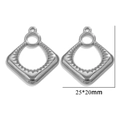 Colgante de rombo en acero inoxidable plateado para bisutería DIY 25x20mm - Color Acero