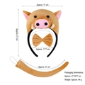 Brown plush wild boar 3-piece set including animal ears headband, bowtie, and tail accessory - 3D Light Brown Wild Boar 3-Piece Set (Headband+Bowtie+Tail)