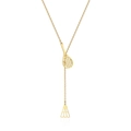 Golden Y-shaped long necklace with badminton racket and shuttlecock sports pendant - Badminton Racket and Shuttlecock