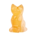 Carved orange crystal cat figurine made of high-quality semi-precious agate stone - 1.5 Inch / Yellow Hematoid Quartz