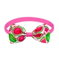 Pink watermelon print pet bowtie made of ribbed fabric for dogs and cats - Light Pink Watermelon