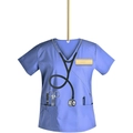 Blue acrylic medical nurse scrub ornament with stethoscope design for Christmas trees - 3-Blue Nurse Scrub