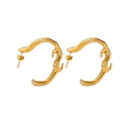 Artistic gold-tone hand-holding earrings made of stainless steel on a white background - Gold (CK339-EH-GD)