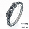Bracciale da uomo a catena con testa di leone retrò in acciaio nero, 210x7mm - Nero Opaco