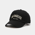 Retro washed cotton black baseball cap with Los Angeles vintage embroidery - Adjustable / Black