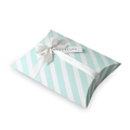 Scatola regalo a righe verde menta con fiocco in raso bianco e cartellino di ringraziamento - Righe Blu Acqua / 18.5*13.5*3.5cm