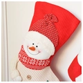 Detalle de calcetín navideño tejido con muñeco de nieve de felpa en 3D suave - Estilo de Punto - Muñeco de Nieve