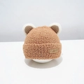 Bonnet en peluche marron pour bébé avec oreilles blanches et étiquette fait main - Chapeau d'Ours Bicolore / Kaki