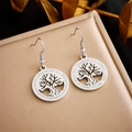 Silver tree of life earrings with sparkling white crystals on gold jewelry display box - Tree of Life Micro Pave Style (E5788 Steel Color)