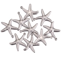 Detalle de colgantes de estrella de mar de acero plateado con superficie de textura rugosa - 12mm / Color Acero
