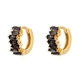 Detail of gold ear cuff earrings with rectangular black cubic zirconia stones - Black (Gold Plated)