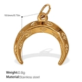18K gold plated stainless steel crescent double horn pendant with wave texture relief - Wavy Double Horn Style (PJ538G)