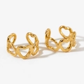 Elegante goldene herzförmige Ohrklemmen aus Edelstahl für Damen in hochwertigem Design - Goldfarbener hohler Herzstil (KG028)