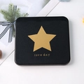 Mini miroir de poche noir carré avec étoile dorée et lettrage Love Day élégant - Étoile