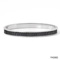 Bracelet poli en acier inoxydable serti de zircons noirs rectangulaires PAS882 - Argent Zircone Noir