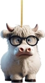 Vache des Highlands blanche portant des lunettes (Style Dix)