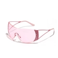 Randlose Y2K Sonnenbrille in Rosa mit Strasssteinen und integriertem Schildglas - Millennium-Rosa