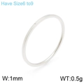 Minimalistischer 1mm Silber-Titanstahl-Ring, erhältlich in den Größen 6 bis 9 - US 6 / 1mm Ultradünner Polierter Stil (KR100084-K) / Stahlfarben