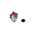 Emaille hartspeld met rode rozen en de tekst Heart Blood op een witte achtergrond - Rode Roos Hart Stijl (C2542-3)